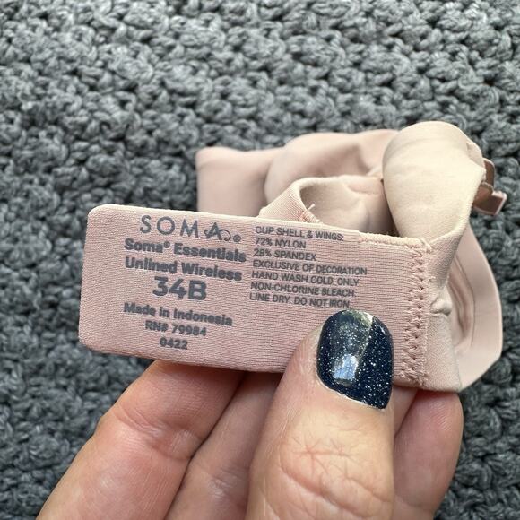 Soma Essentials Wireless Nude Bra Triangle 34B - Picture 6 of 7